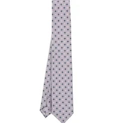 CRAVATTA SARTORIALE 7 CM IN SETA GRIGIO CHIARO Microfantasia fiore