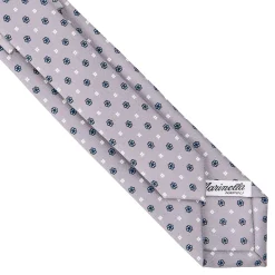 CRAVATTA SARTORIALE 7 CM IN SETA GRIGIO CHIARO Microfantasia fiore