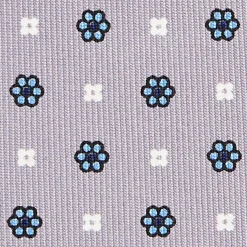CRAVATTA SARTORIALE 7 CM IN SETA GRIGIO CHIARO Microfantasia fiore