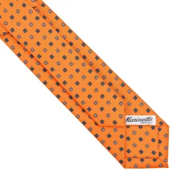 CRAVATTA SARTORIALE 7 CM IN SETA ARANCIONE Microfantasia fiore