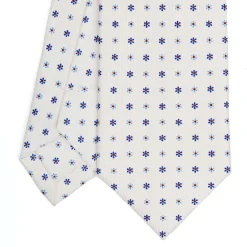 CRAVATTA SARTORIALE 7 CM IN SETA BIANCA Microfantasia fiore