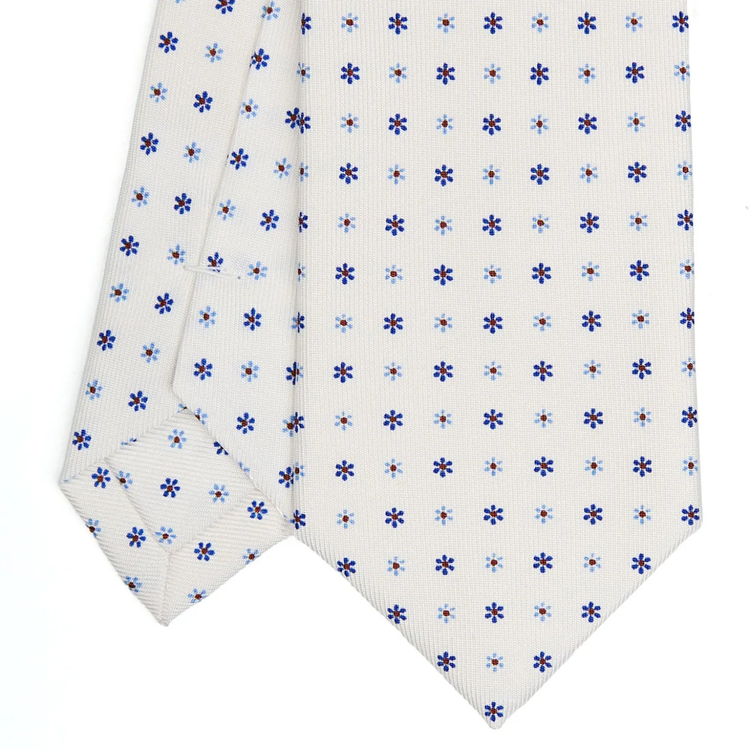 CRAVATTA SARTORIALE 7 CM IN SETA BIANCA Microfantasia fiore