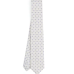 CRAVATTA SARTORIALE 7 CM IN SETA BIANCA Microfantasia fiore