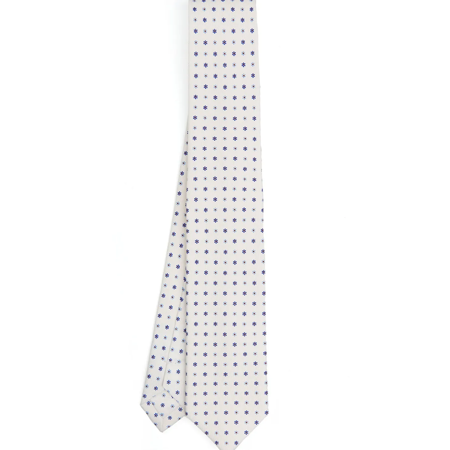 CRAVATTA SARTORIALE 7 CM IN SETA BIANCA Microfantasia fiore