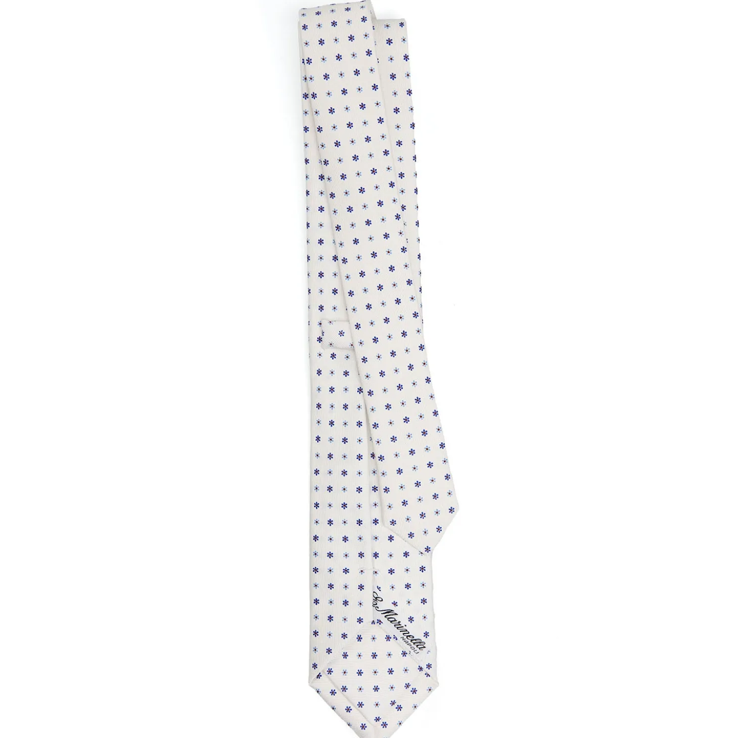 CRAVATTA SARTORIALE 7 CM IN SETA BIANCA Microfantasia fiore