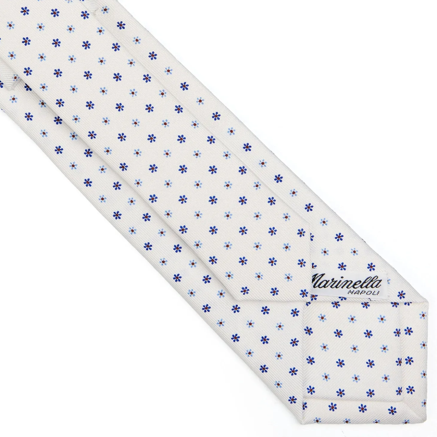 CRAVATTA SARTORIALE 7 CM IN SETA BIANCA Microfantasia fiore