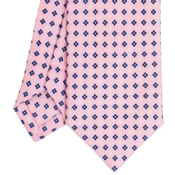 CRAVATTA SARTORIALE 7 CM IN SETA ROSA Microfantasia fiore