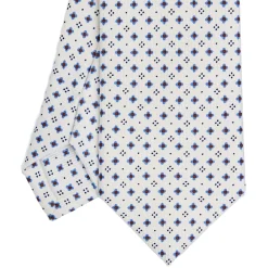 CRAVATTA SARTORIALE 7 CM IN SETA BIANCA Microfantasia fiore