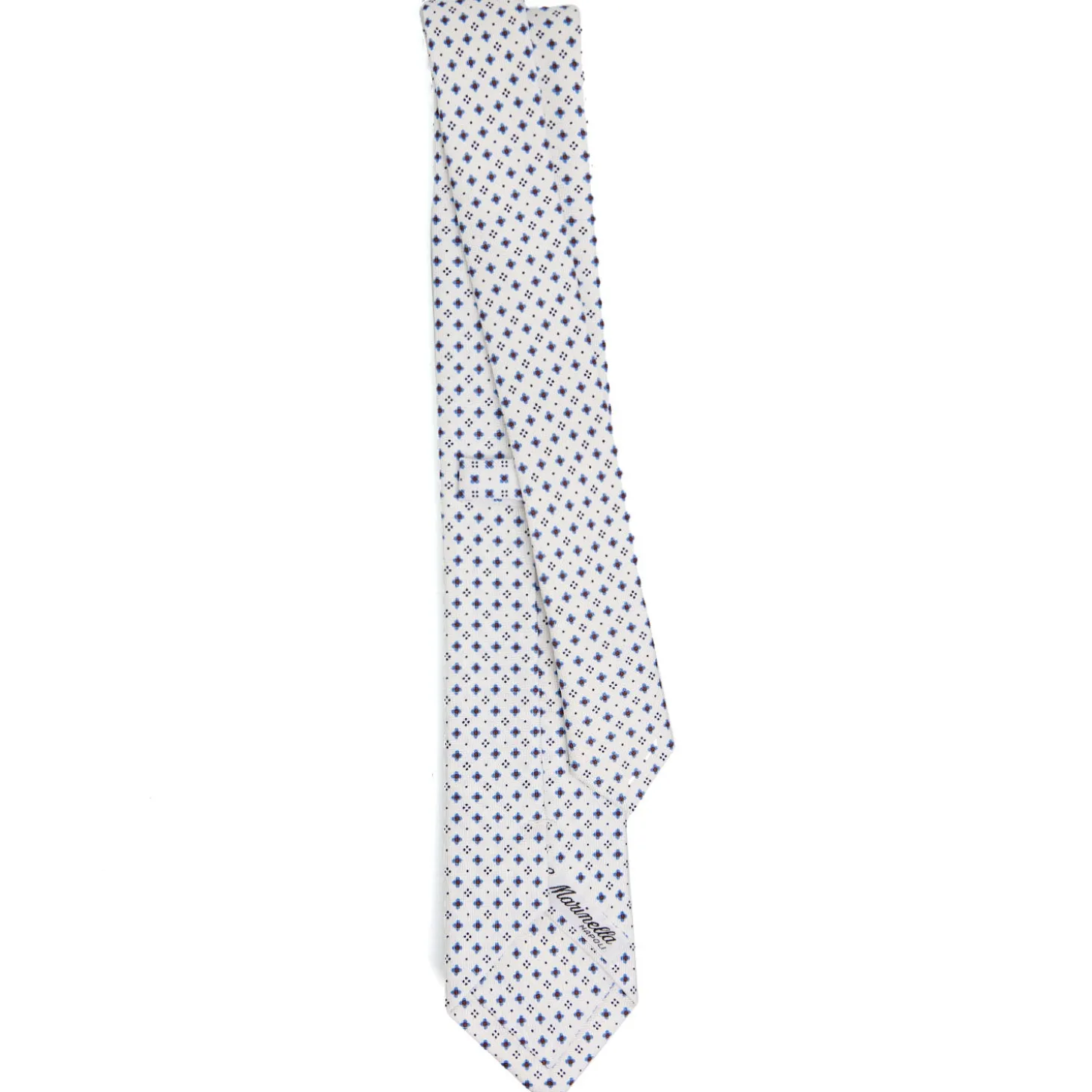 CRAVATTA SARTORIALE 7 CM IN SETA BIANCA Microfantasia fiore