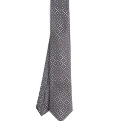 CRAVATTA SARTORIALE 7 CM IN SETA GRIGIO SCURO Microfantasia fiore