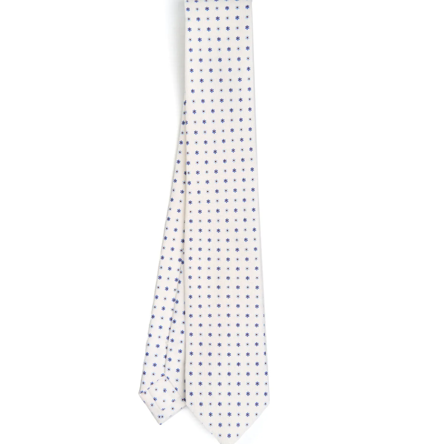 CRAVATTA SARTORIALE 7 CM IN SETA BIANCA Microfantasia fiore