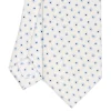 CRAVATTA SARTORIALE 7 CM IN SETA BIANCA Microfantasia fiore