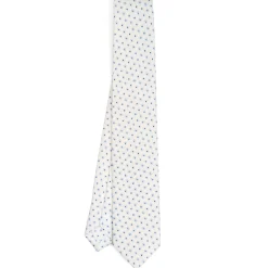 CRAVATTA SARTORIALE 7 CM IN SETA BIANCA Microfantasia fiore