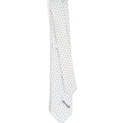 CRAVATTA SARTORIALE 7 CM IN SETA BIANCA Microfantasia fiore