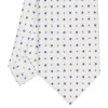 CRAVATTA SARTORIALE EXTRA LONG IN SETA BIANCA Microfantasia fiore