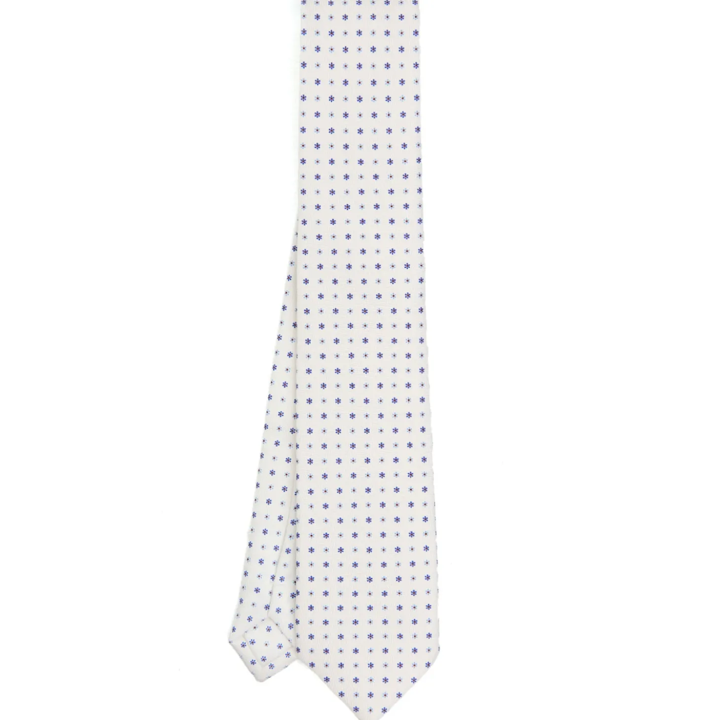 CRAVATTA SARTORIALE EXTRA LONG IN SETA BIANCA Microfantasia fiore