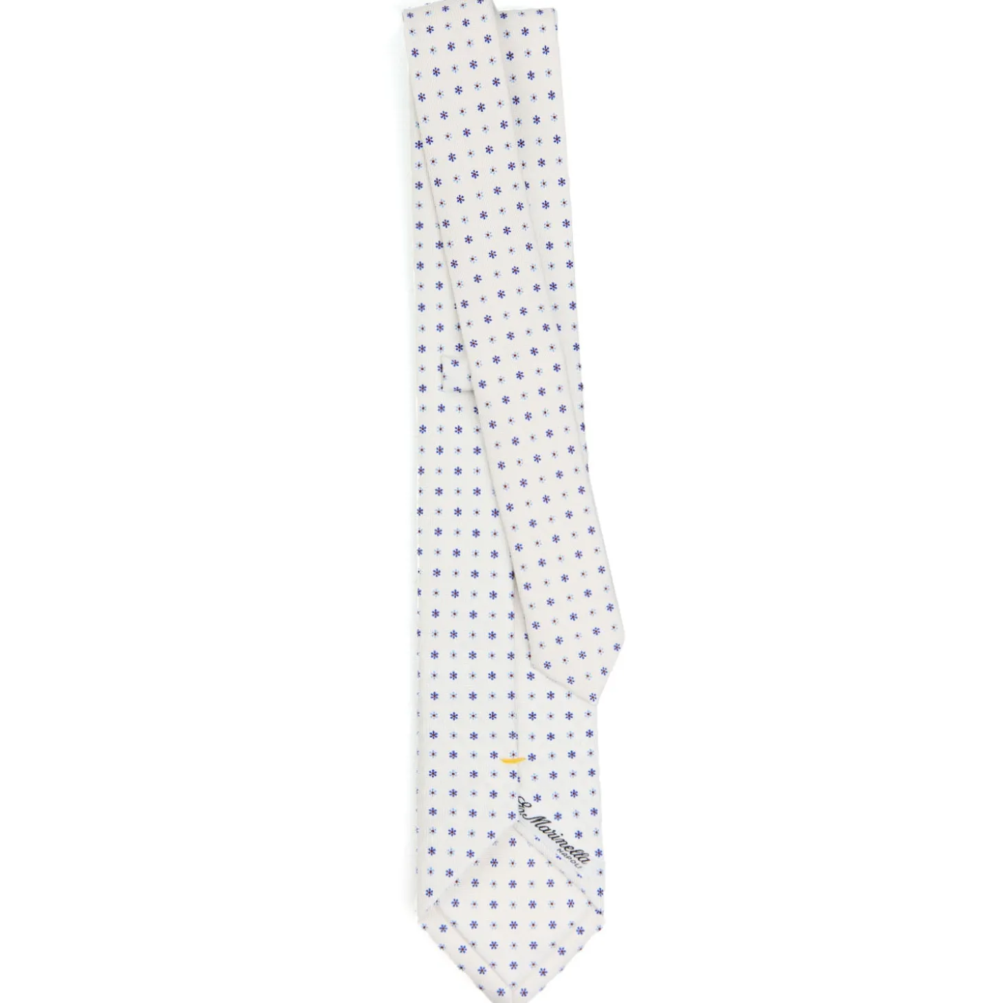 CRAVATTA SARTORIALE EXTRA LONG IN SETA BIANCA Microfantasia fiore