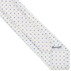 CRAVATTA SARTORIALE EXTRA LONG IN SETA BIANCA Microfantasia fiore
