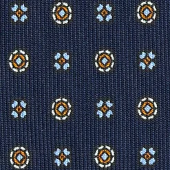 CRAVATTA SARTORIALE EXTRA LONG IN SETA BLU SCURO Microfantasia fiore