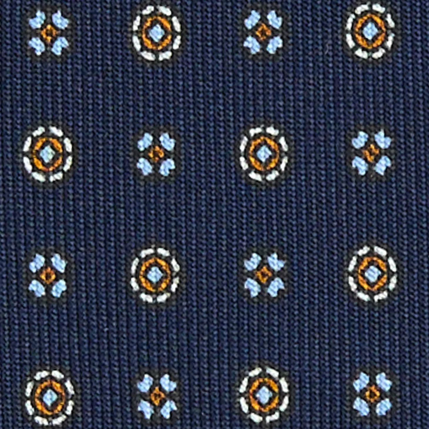 CRAVATTA SARTORIALE EXTRA LONG IN SETA BLU SCURO Microfantasia fiore