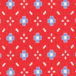 CRAVATTA SARTORIALE EXTRA LONG IN SETA ROSSA Microfantasia fiore