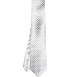 CRAVATTA SARTORIALE EXTRA LONG IN SETA BIANCA Microfantasia fiore