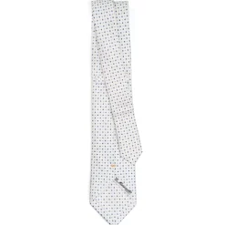 CRAVATTA SARTORIALE EXTRA LONG IN SETA BIANCA Microfantasia fiore
