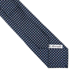 CRAVATTA SARTORIALE EXTRA LONG IN SETA BLU SCURO Microfantasia fiore
