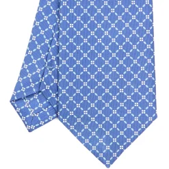 CRAVATTA SARTORIALE EXTRA LONG IN SETA AZZURRO POLVERE Microfantasia fiore