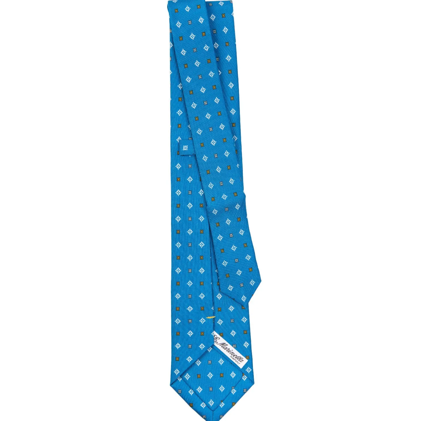 CRAVATTA SARTORIALE EXTRA LONG IN SETA BLU MEDIO Microfantasia fiore