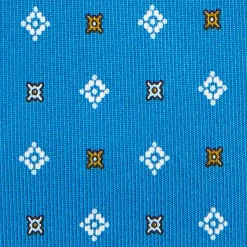 CRAVATTA SARTORIALE EXTRA LONG IN SETA BLU MEDIO Microfantasia fiore