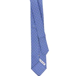 CRAVATTA SARTORIALE EXTRA LONG IN SETA AZZURRO POLVERE Microfantasia fiore