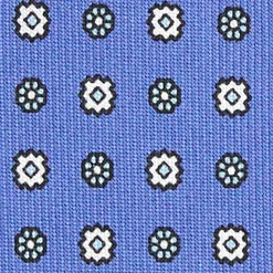 CRAVATTA SARTORIALE EXTRA LONG IN SETA AZZURRO POLVERE Microfantasia fiore