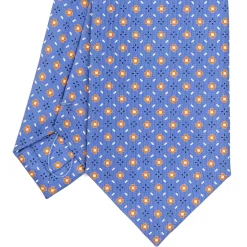 CRAVATTA SARTORIALE EXTRA LONG IN SETA AZZURRO POLVERE Microfantasia fiore