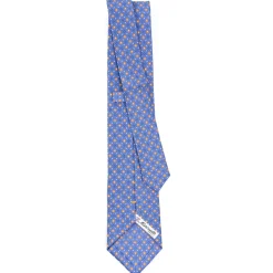 CRAVATTA SARTORIALE EXTRA LONG IN SETA AZZURRO POLVERE Microfantasia fiore