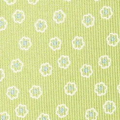 CRAVATTA SARTORIALE EXTRA LONG IN SETA VERDE CHIARO Microfantasia fiore