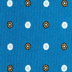 CRAVATTA SARTORIALE EXTRA LONG IN SETA BLU MEDIO Microfantasia fiore