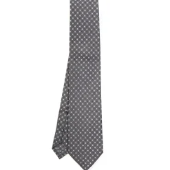 CRAVATTA SARTORIALE EXTRA LONG IN SETA GRIGIO SCURO Microfantasia fiore
