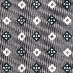 CRAVATTA SARTORIALE EXTRA LONG IN SETA GRIGIO SCURO Microfantasia fiore