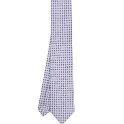 CRAVATTA SARTORIALE EXTRA LONG IN SETA GRIGIO CHIARO Microfantasia fiore