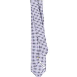 CRAVATTA SARTORIALE EXTRA LONG IN SETA GRIGIO CHIARO Microfantasia fiore