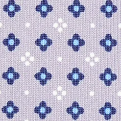 CRAVATTA SARTORIALE EXTRA LONG IN SETA GRIGIO CHIARO Microfantasia fiore