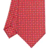 CRAVATTA SARTORIALE EXTRA LONG IN SETA ROSSA Microfantasia fiore