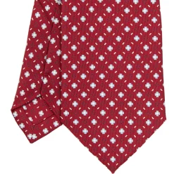 CRAVATTA SARTORIALE EXTRA LONG IN SETA BORDEAUX Microfantasia fiore