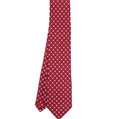 CRAVATTA SARTORIALE EXTRA LONG IN SETA BORDEAUX Microfantasia fiore