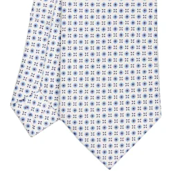 CRAVATTA SARTORIALE EXTRA LONG IN SETA BIANCA Microfantasia fiore