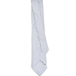 CRAVATTA SARTORIALE EXTRA LONG IN SETA BIANCA Microfantasia fiore