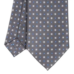 CRAVATTA SARTORIALE EXTRA LONG IN SETA GRIGIO SCURO Microfantasia fiore