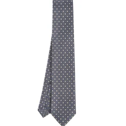 CRAVATTA SARTORIALE EXTRA LONG IN SETA GRIGIO SCURO Microfantasia fiore