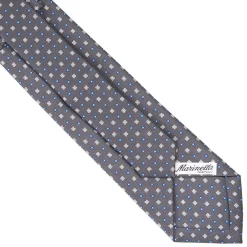 CRAVATTA SARTORIALE EXTRA LONG IN SETA GRIGIO SCURO Microfantasia fiore
